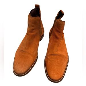 Men's Suede Chelsea Boots in Cognac Brown